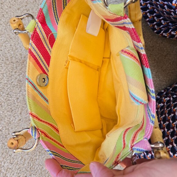 Talbots Colorful Stripe Bag with Bamboo Handles - Picture 6 of 8